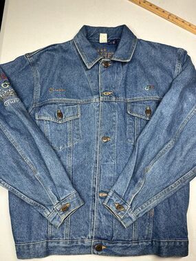 Vintage Ruff Hewn Olympic 1996 Button Down Jean Jacket Size M